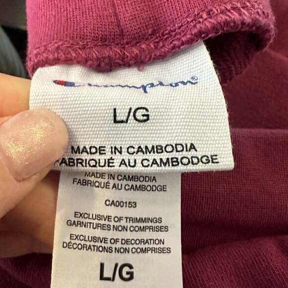 𝅺EUC - Champion Sweatpants - Dark Raspberry/Fuschia color Size L - Picture 6 of 6